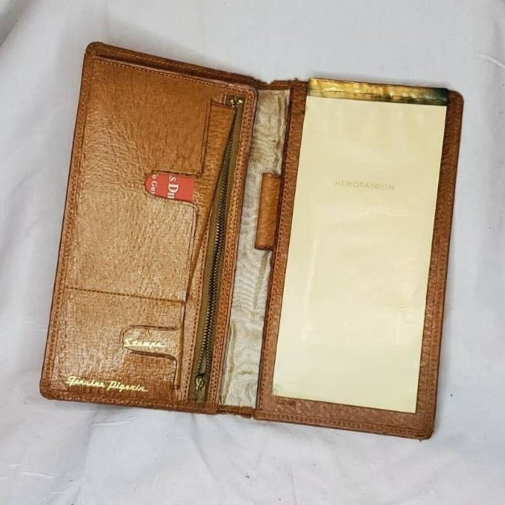 Brown Tall Bi-Fold Leather Wallet with Coin Purse and Memorandum Slot